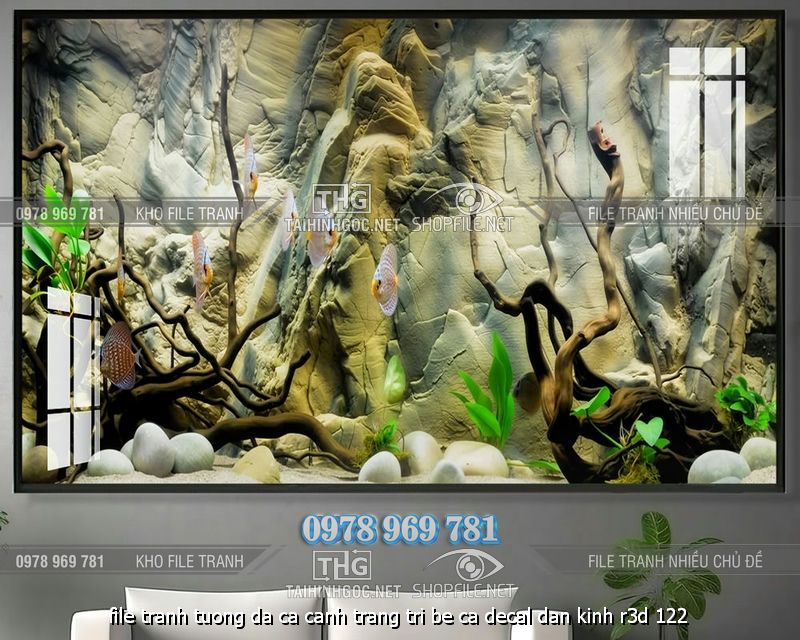 file tranh tuong da ca canh trang tri be ca decal dan kinh r3d 122