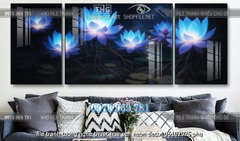 file tranh tuong nghe thuat hoa sen neon decor 06102025 phu