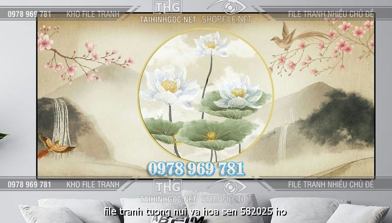 file tranh tuong nui va hoa sen 582025 ho