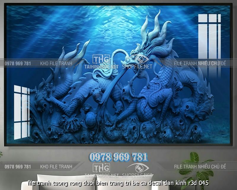 file tranh tuong rong duoi bien trang tri be ca decal dan kinh r3d 045