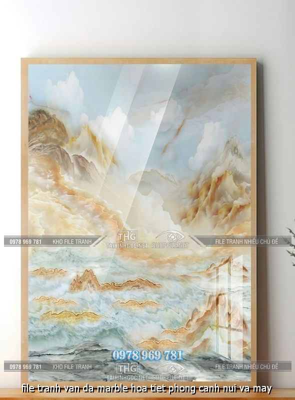 file tranh van da marble hoa tiet phong canh nui va may