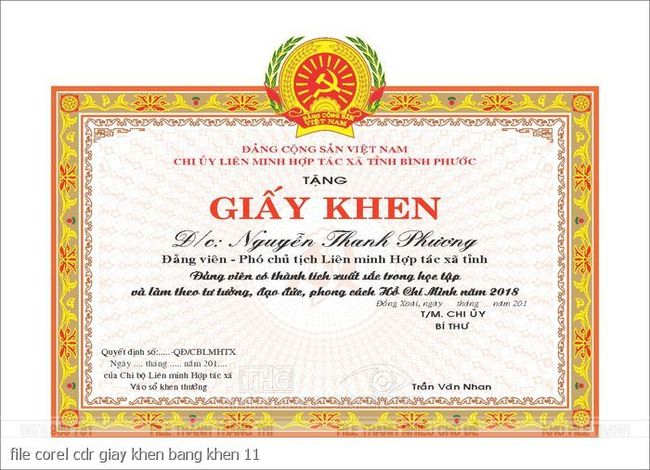 file corel cdr giay khen bang khen 11