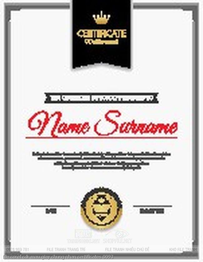 file corel cdr mau giay chung nhan certificates 0093