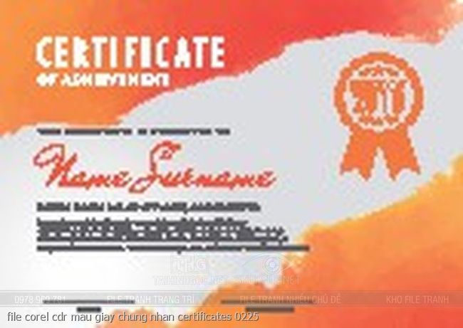 file corel cdr mau giay chung nhan certificates 0225