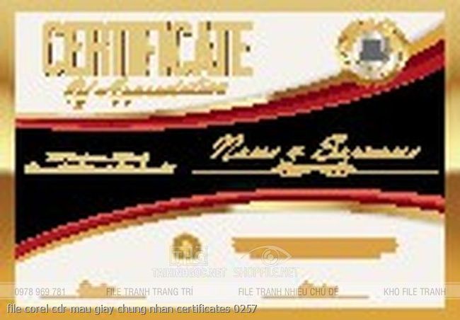 file corel cdr mau giay chung nhan certificates 0257