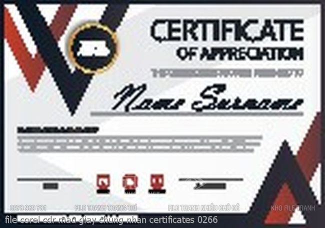 file corel cdr mau giay chung nhan certificates 0266
