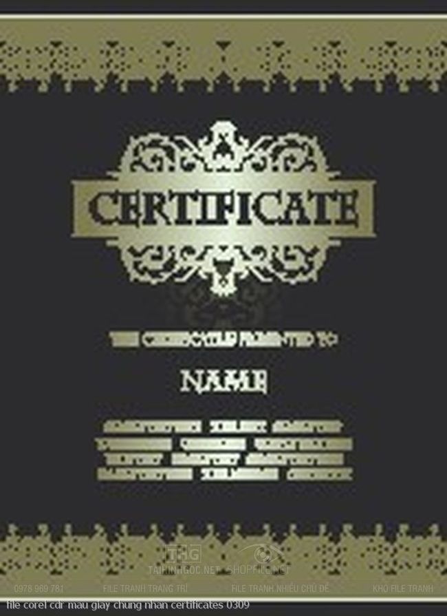 file corel cdr mau giay chung nhan certificates 0309