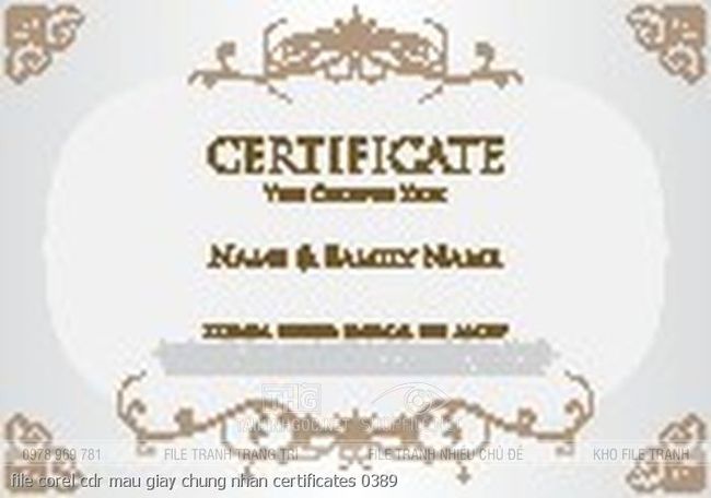 file corel cdr mau giay chung nhan certificates 0389