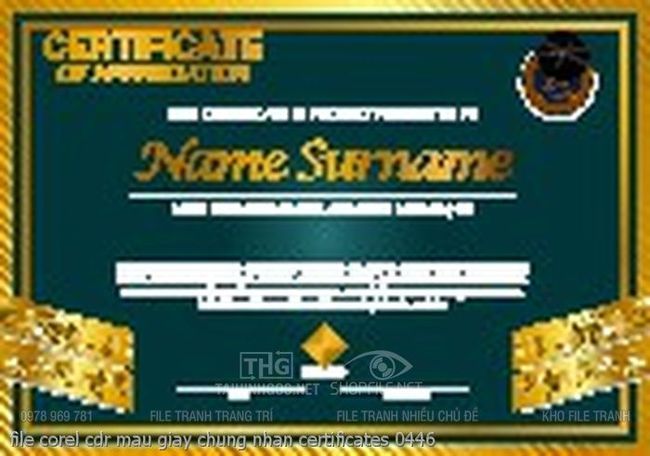 file corel cdr mau giay chung nhan certificates 0446