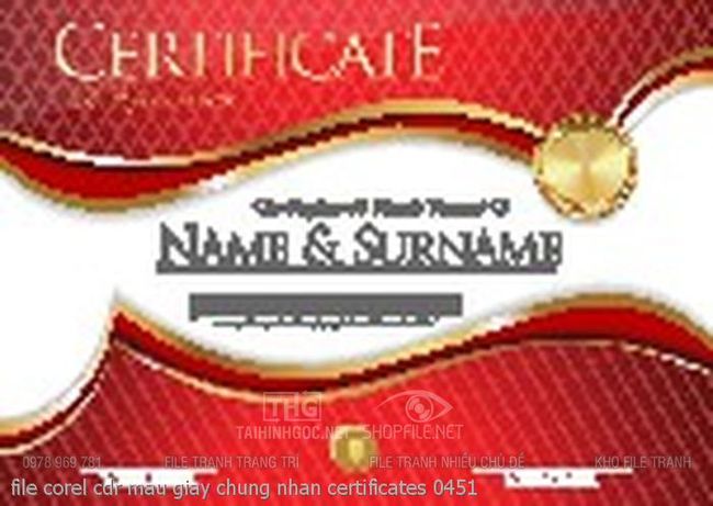 file corel cdr mau giay chung nhan certificates 0451