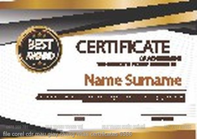 file corel cdr mau giay chung nhan certificates 0566