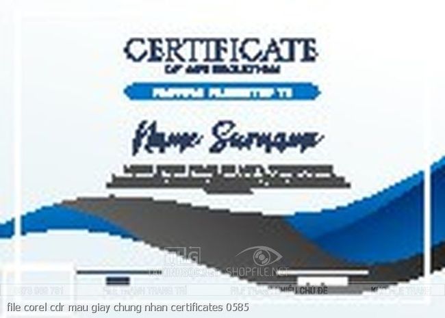 file corel cdr mau giay chung nhan certificates 0585