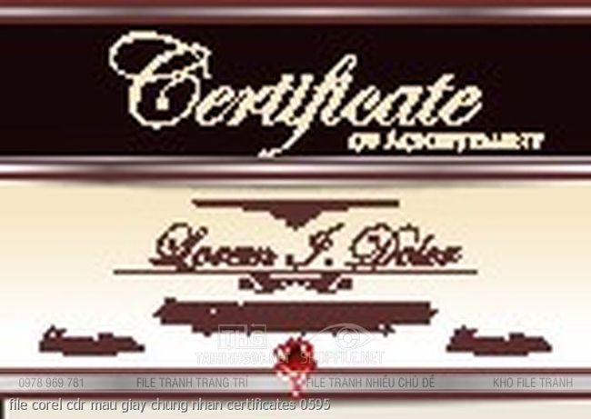 file corel cdr mau giay chung nhan certificates 0595