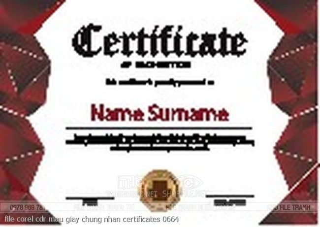 file corel cdr mau giay chung nhan certificates 0664