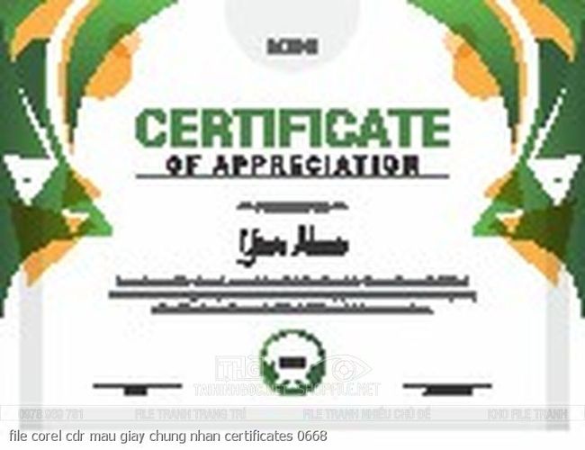 file corel cdr mau giay chung nhan certificates 0668