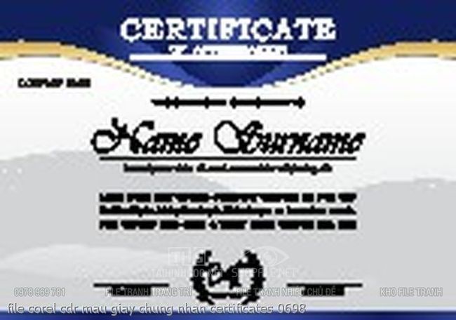 file corel cdr mau giay chung nhan certificates 0698