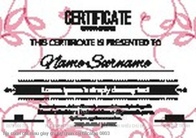 file corel cdr mau giay chung nhan certificates 0803