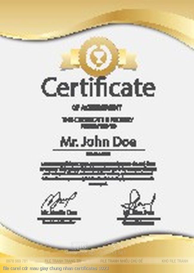 file corel cdr mau giay chung nhan certificates 1023