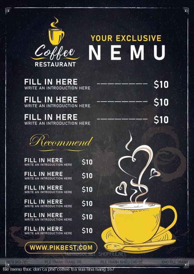 file menu thuc don ca phe coffee tra sua nha hang 167