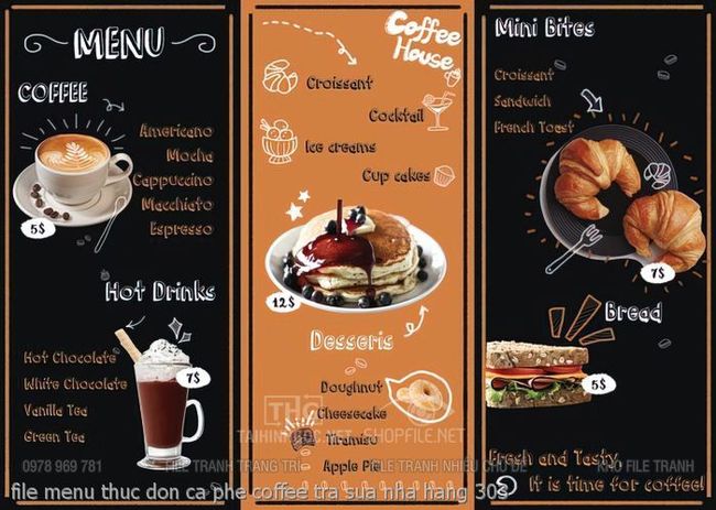 file menu thuc don ca phe coffee tra sua nha hang 303