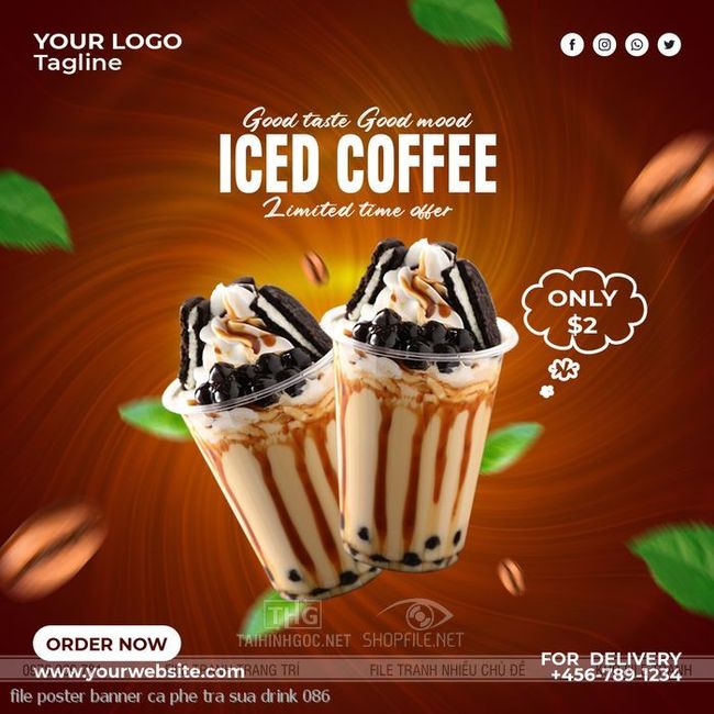 file poster banner ca phe tra sua drink 086