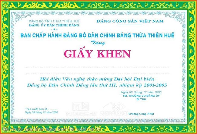 file vector giay khen bang khen file corel cdr 09