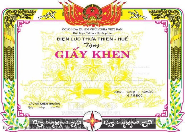 file vector giay khen bang khen file corel cdr 10