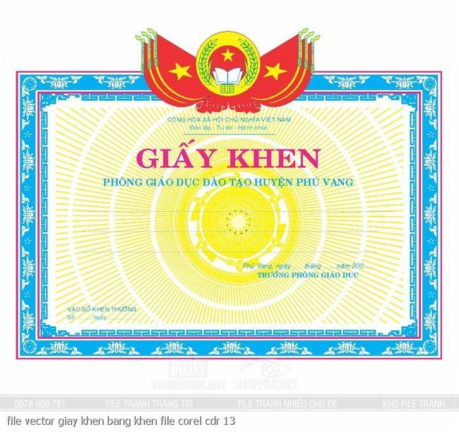 file vector giay khen bang khen file corel cdr 13