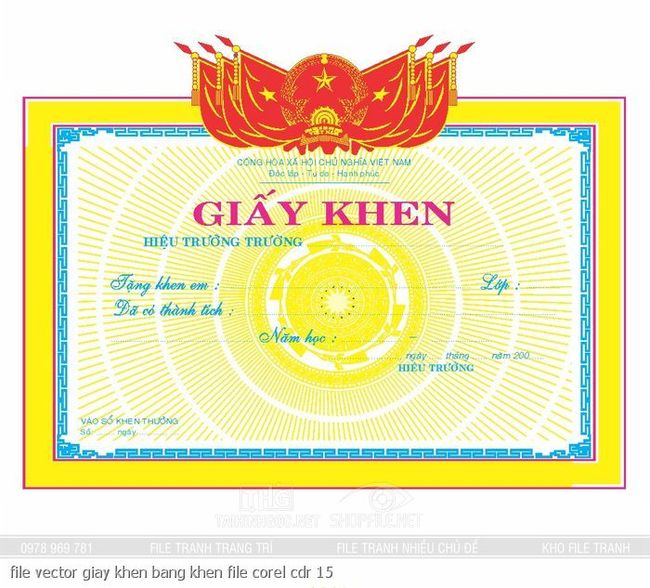 file vector giay khen bang khen file corel cdr 15