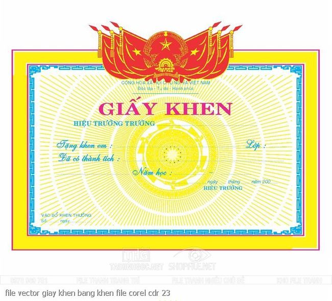 file vector giay khen bang khen file corel cdr 23