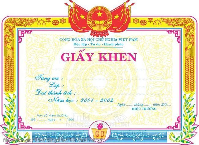file vector giay khen bang khen file corel cdr 25
