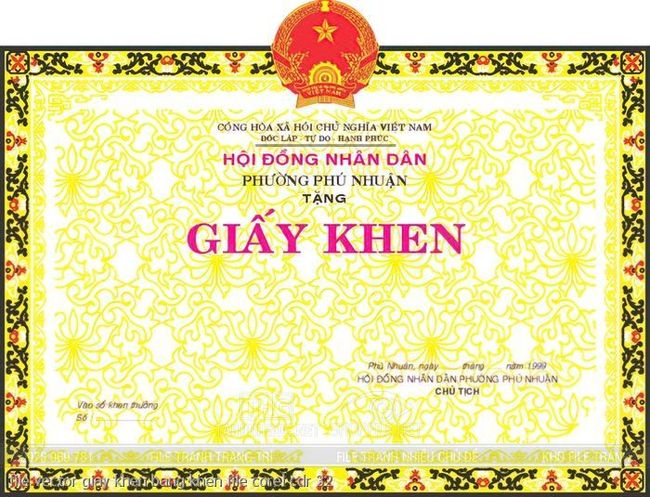 file vector giay khen bang khen file corel cdr 32