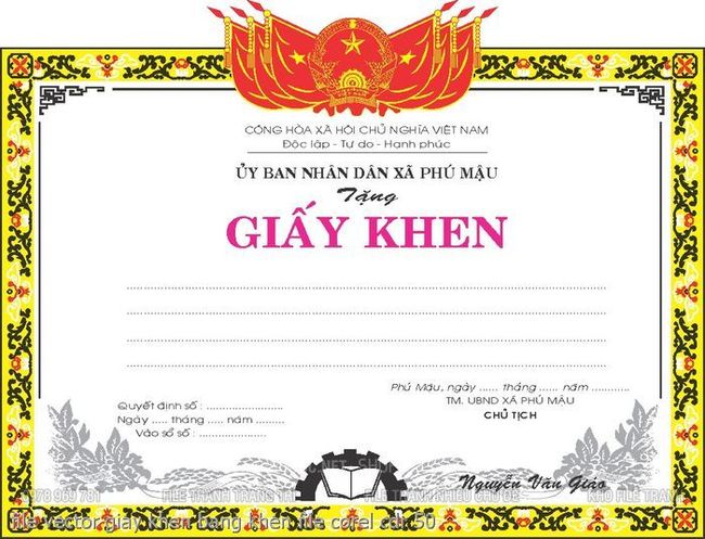 file vector giay khen bang khen file corel cdr 50