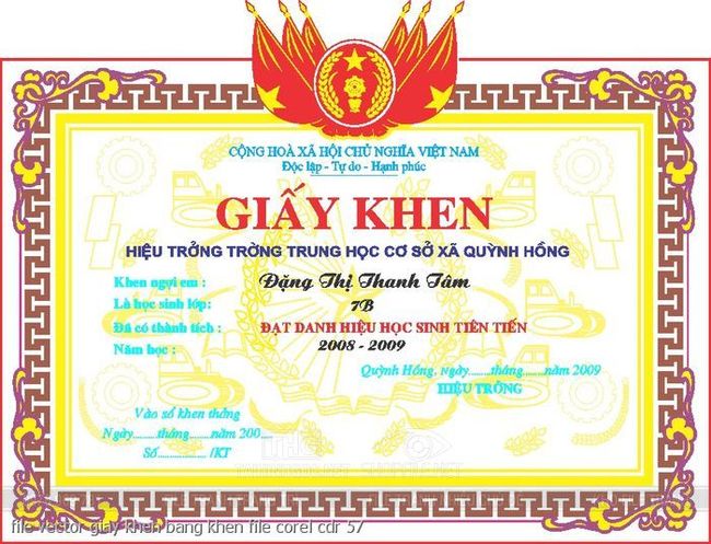 file vector giay khen bang khen file corel cdr 57