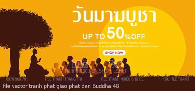 file vector tranh phat giao phat dan Buddha 48