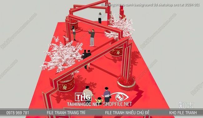 file trang tri tieu canh background 3d sketchup cnc tet 2024 011