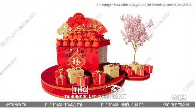 file trang tri tieu canh background 3d sketchup cnc tet 2024 012