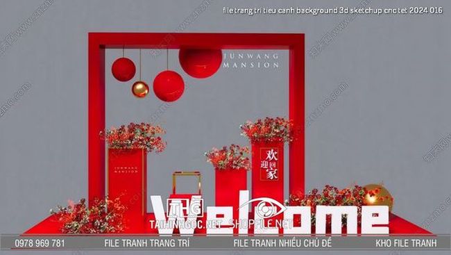 file trang tri tieu canh background 3d sketchup cnc tet 2024 016