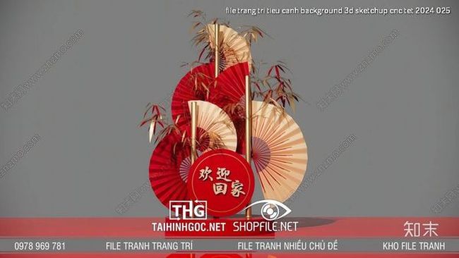 file trang tri tieu canh background 3d sketchup cnc tet 2024 025