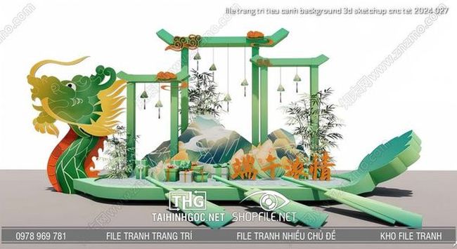 file trang tri tieu canh background 3d sketchup cnc tet 2024 027