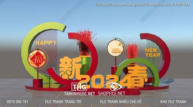 file trang tri tieu canh background 3d sketchup cnc tet 2024 029