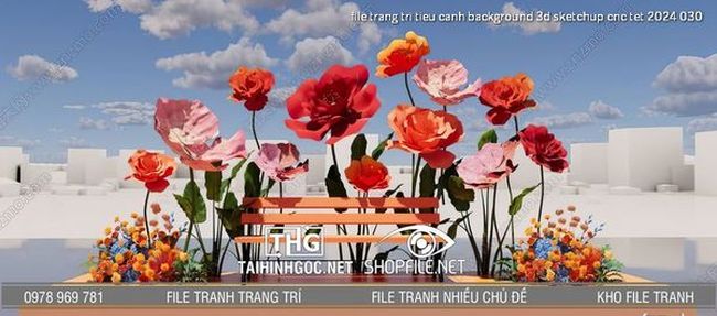 file trang tri tieu canh background 3d sketchup cnc tet 2024 030