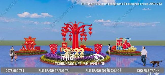 file trang tri tieu canh background 3d sketchup cnc tet 2024 033