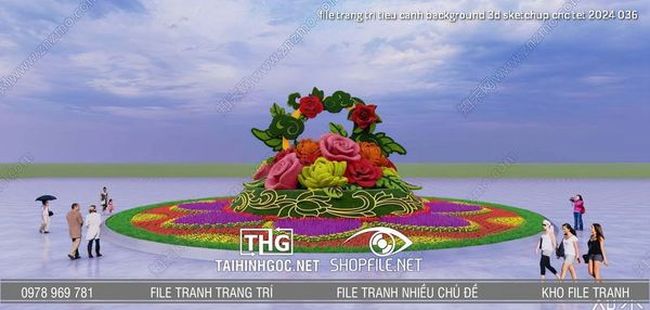 file trang tri tieu canh background 3d sketchup cnc tet 2024 036