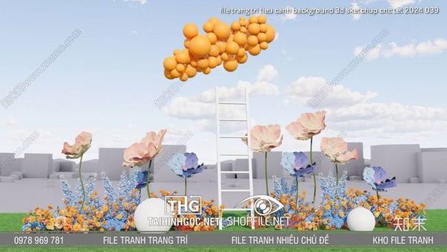 file trang tri tieu canh background 3d sketchup cnc tet 2024 039