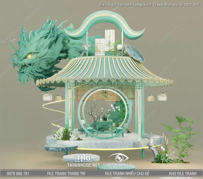 file trang tri tieu canh background 3d sketchup cnc tet 2024 042