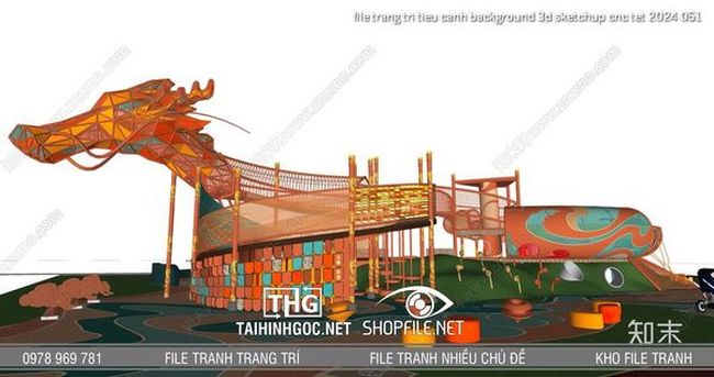 file trang tri tieu canh background 3d sketchup cnc tet 2024 051