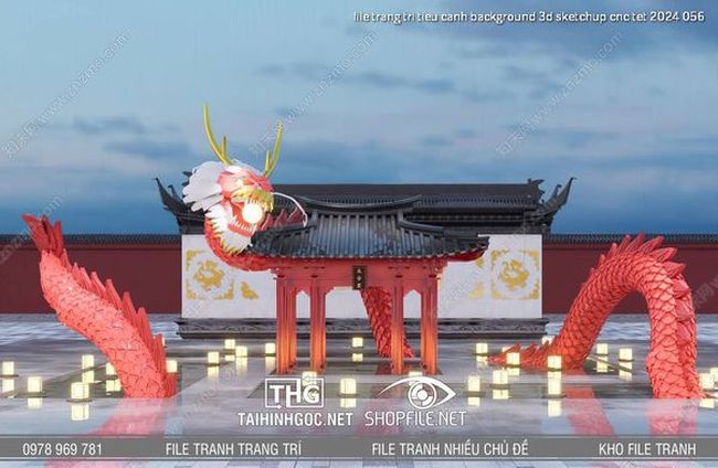 file trang tri tieu canh background 3d sketchup cnc tet 2024 056