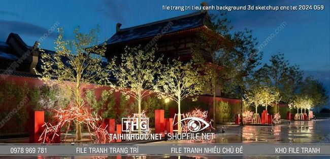 file trang tri tieu canh background 3d sketchup cnc tet 2024 059