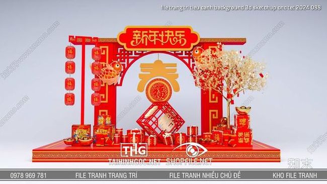 file trang tri tieu canh background 3d sketchup cnc tet 2024 088